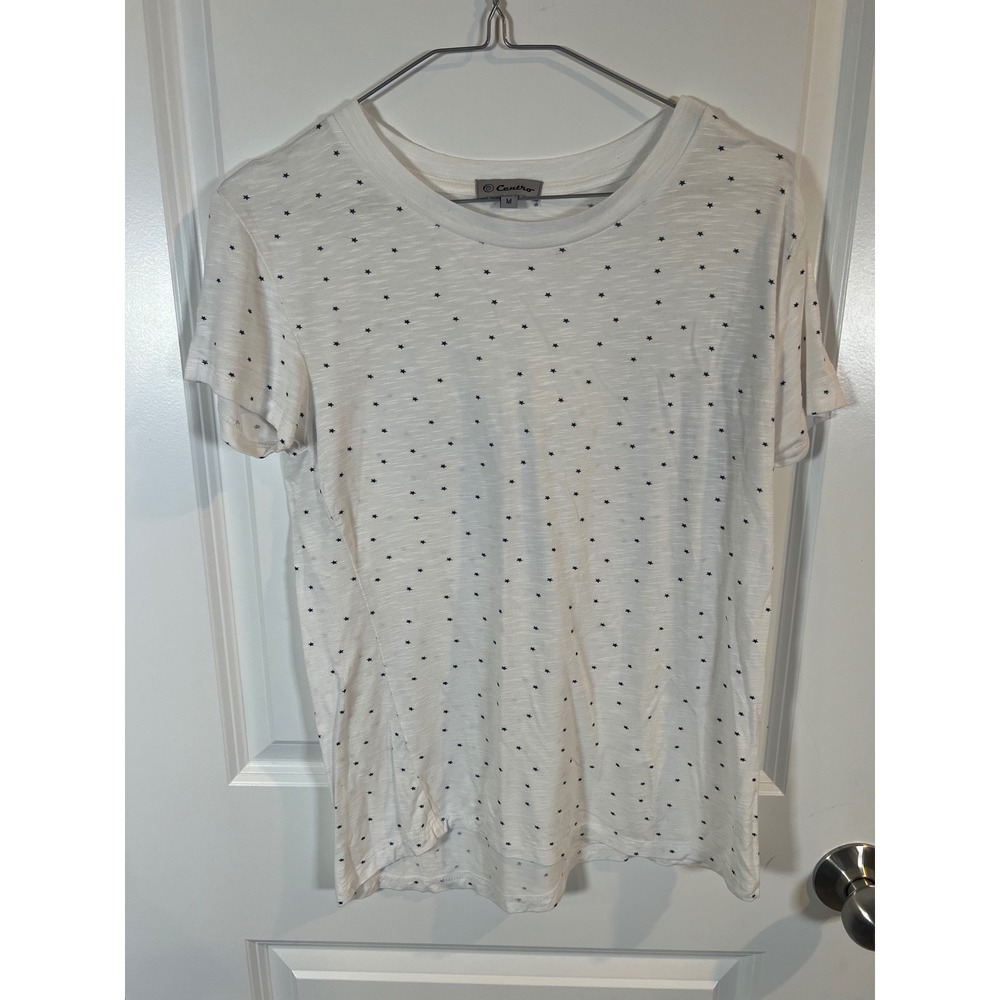 Centro Womens T-Shirt Star Print White Medium‎